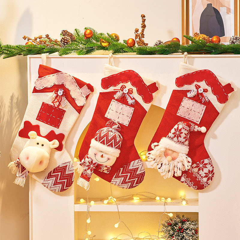 Christmas Decorations Snowman Doll Christmas Socks Knitted 3D Santa Claus Christmas Tree Decoration Pendant Gift Bag