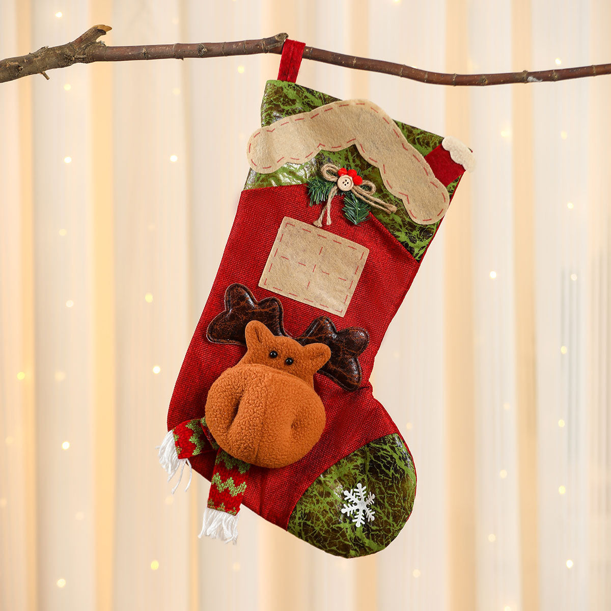 3D Linen Splicing Cartoon Christmas Socks Christmas Decorations Gift Pendants