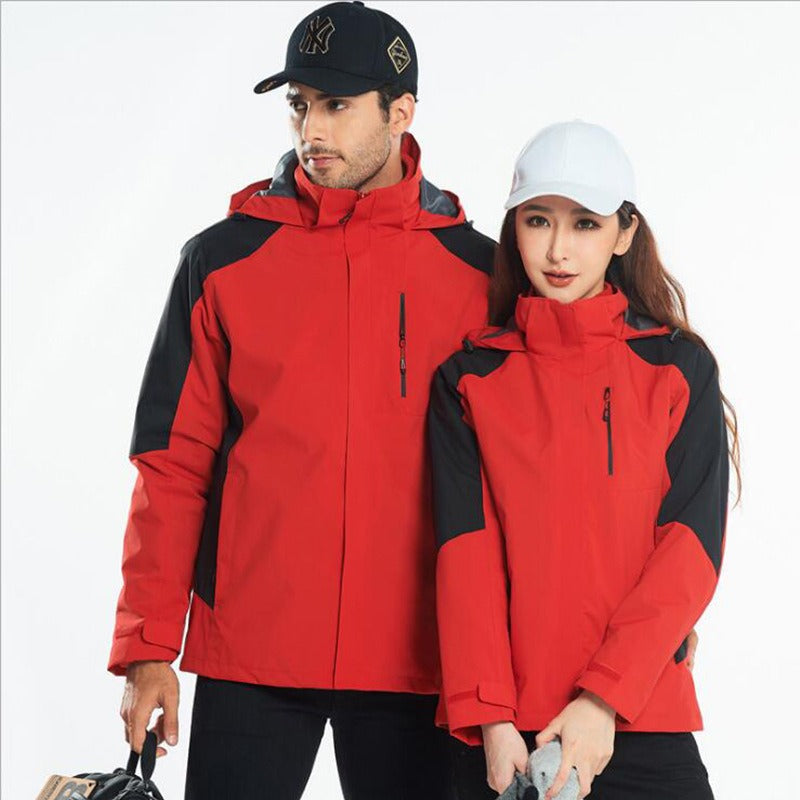New Outdoor Rush Suit Men's 3-In-1 Two-Piece Women's Thickened Inner Liner Windproof Waterproof Ski Suit Can Print Logo