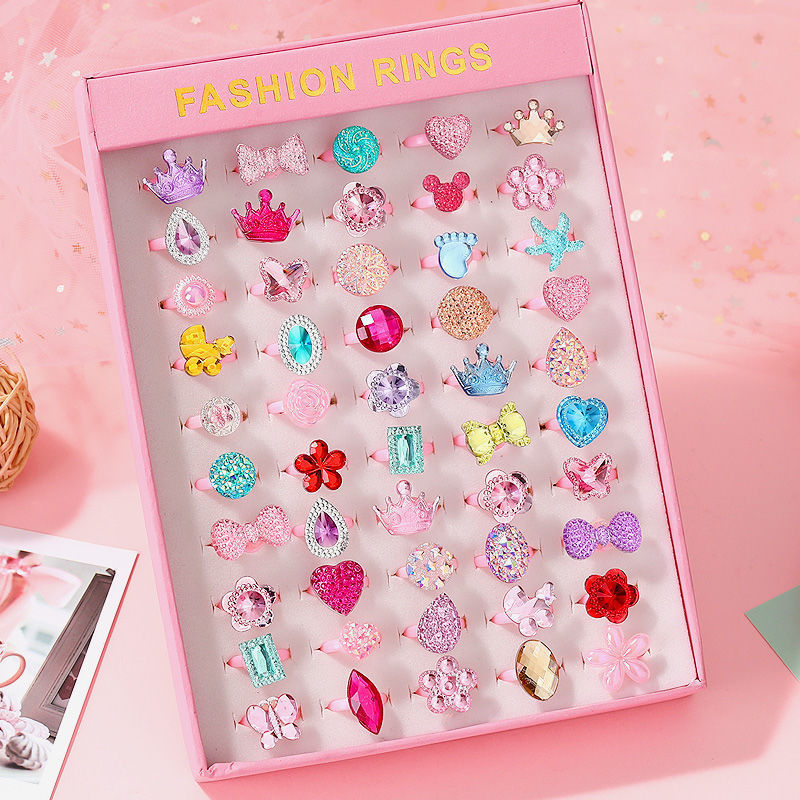 Korean Cartoon 50 pcs Resin Ring Acrylic Children's Toys Plastic Ring Girl Gifts