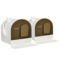Lot de 2 bacs à litière pour chat maison de toilette porte battante, pelle et filtre inclus dim. 43L x 44l x 47H cm-0