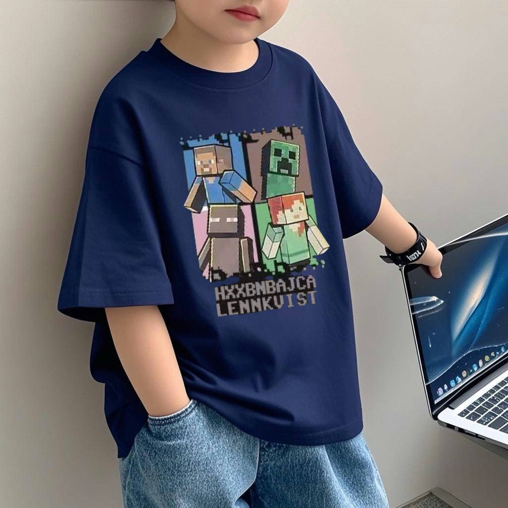 Boy's T-Shirt Short Sleeve Minecraft Print Mid to Large Kids