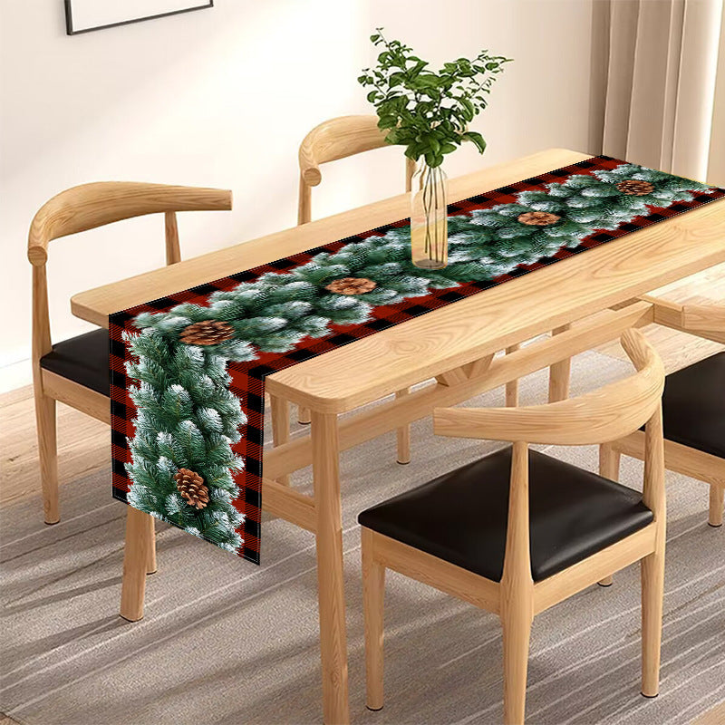 Christmas red and black checkered table flag holiday table decoration tablecloth mat holiday party tablecloth