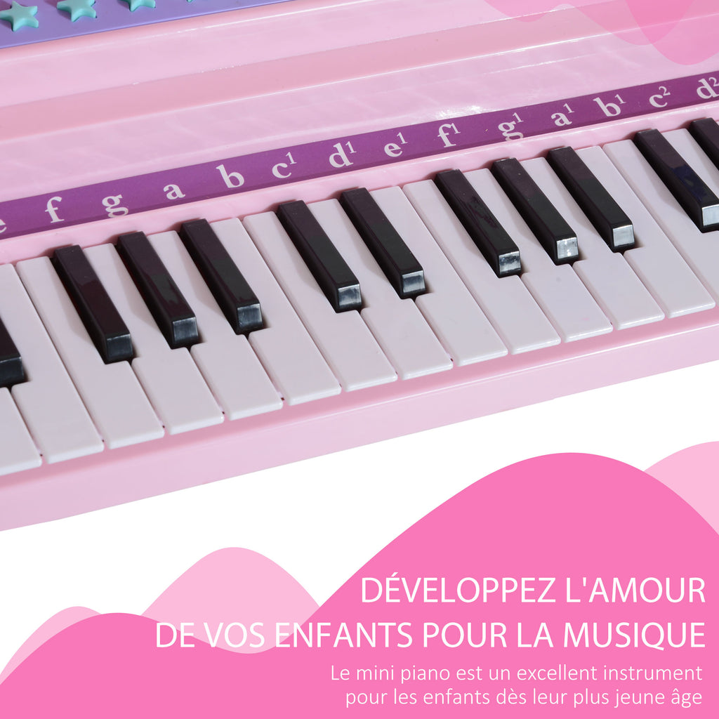 Piano à Queue électronique 37 Touches Multifonctions avec Micro Haut Parleur Rose-6