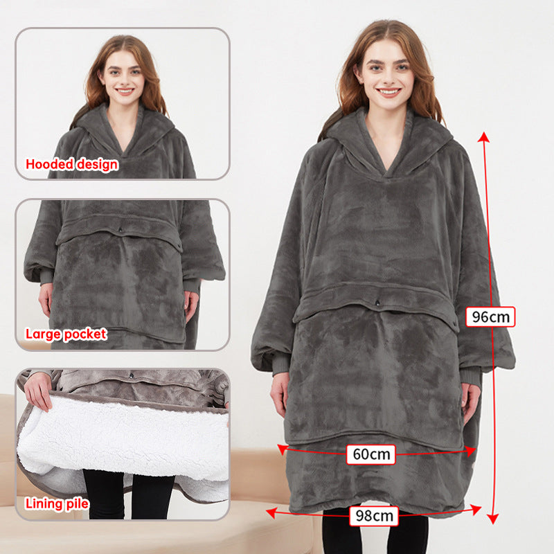 USB carbon fiber heated lazy blanket can be worn in winter, thick heating, washable lazy hoodie electric blanket