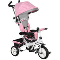Tricycle Enfant évolutif Pare-Soleil Pliable Canne télescopique Amovible 95 x 50 x 106 cm Acier Rose-0