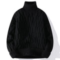 Anyang Dark Red Cable Knit Turtleneck Sweater Thickened Unisex Outerwear