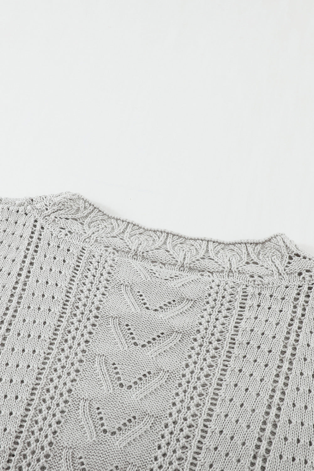 White Crochet Lace Pointelle Knit Sweater