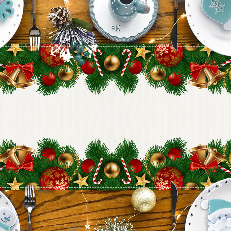 Christmas Bell Table Flag Christmas Day Cabinet Decoration Tablecloth Mat Tea Flag Home Printed Tablecloth