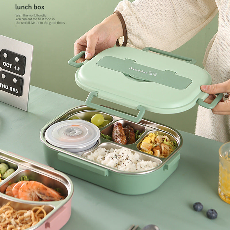 Food grade microwaveable stainless steel compartment insulation lunch box
