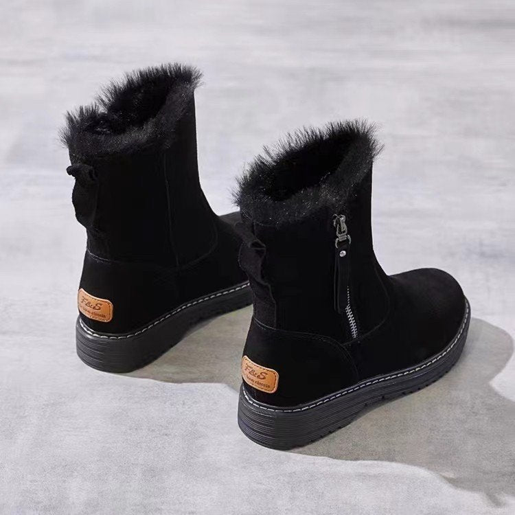 Cold resistant and warm snow boots with thickened fleece for women