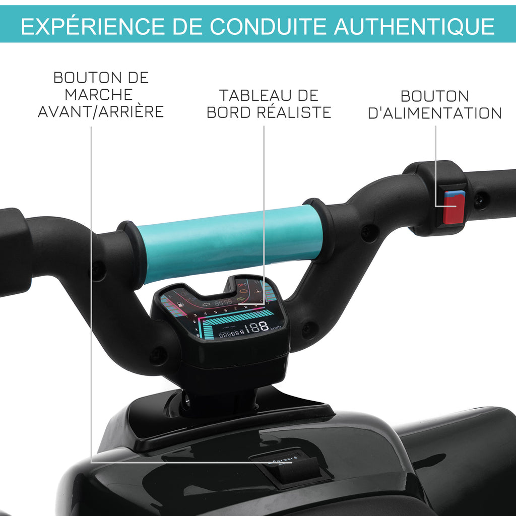 Quad électrique pour enfants 18-36 mois véhicule à batterie 6V avec marche avant et arrière 72 x 40 x 45,5 cm noir-4