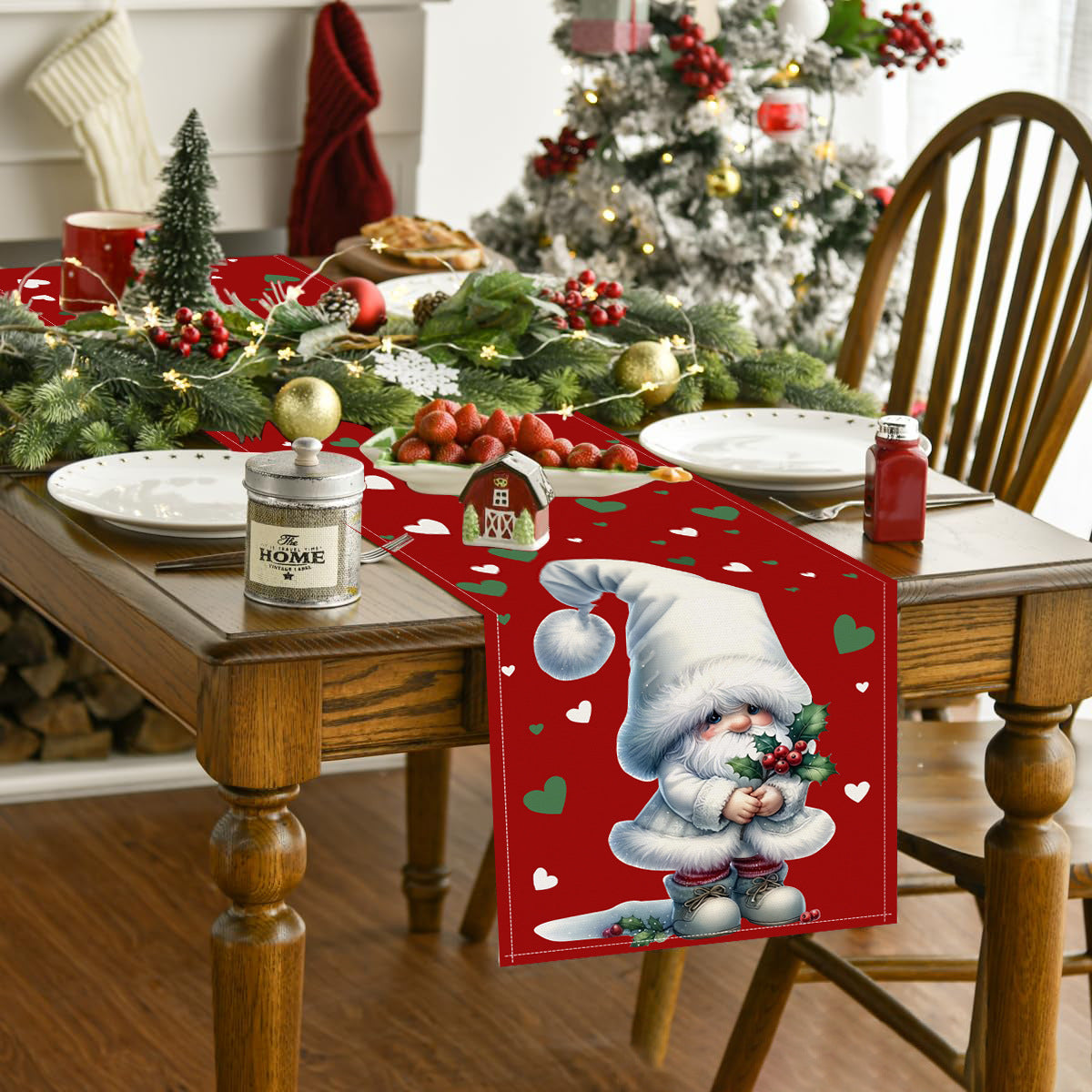 Christmas Dwarf Table Flag Holiday Table Decoration Tablecloth Linen Love Printed Tablecloth