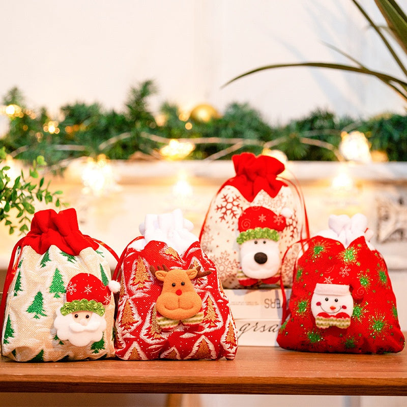 Christmas Fabric Bag, Christmas Gift BaApple Bag, Cartoon Candy Bag