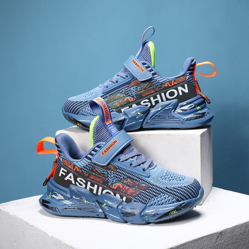 Spring And Summer New Flying Woven Upper Children's Casual Shoes Thick Sole Sneakers Girls Trendy Shoes Mesh Shoes