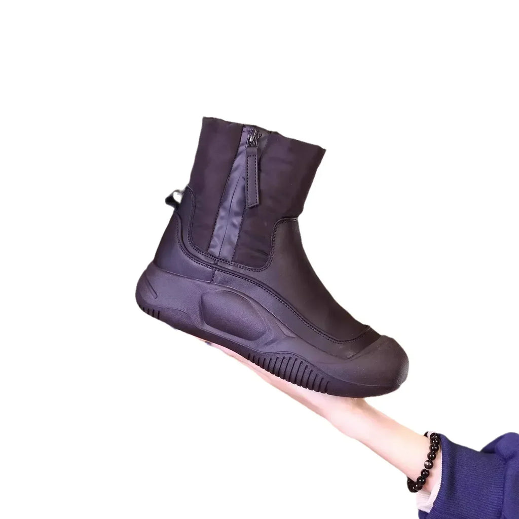 Martin boots waterproof thick soled shoes for women with thick fleece and warm snow boots for women