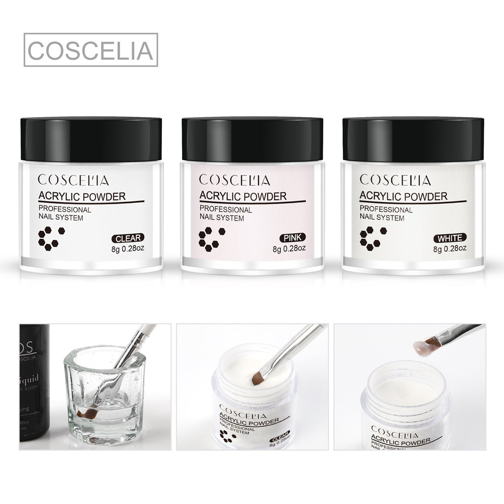 White Pink Crystal Powder 30ml Crystal Liquid Novice Suit Carved Extension Manicure Beginner Crystal Nail Suit