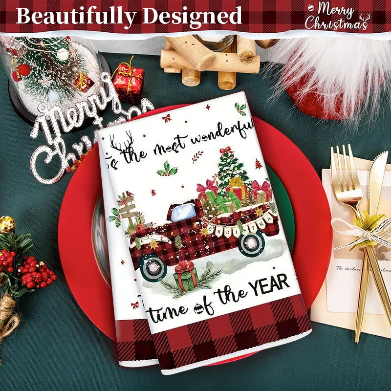 Christmas Kitchen Towels, Cute Absorbent Dish Cloths for Holiday Decor & Cleaning