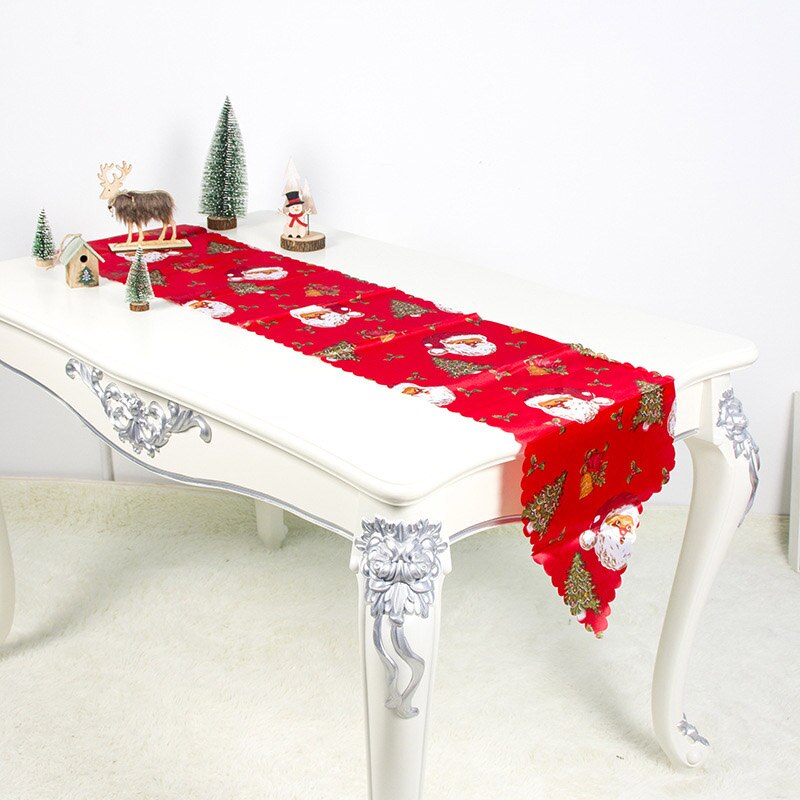 35*180cm Christmas Table Runner Mat Tablecloth Flag Home Party Decorative Santa Claus Tapestry Table Runners New Year