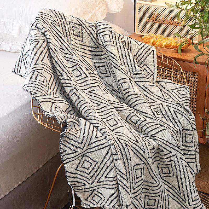 Ins Style Gray Knitted Casual Small Wool Blanket Quilt Summer Thin Nap Sofa Blanket Single Blanket