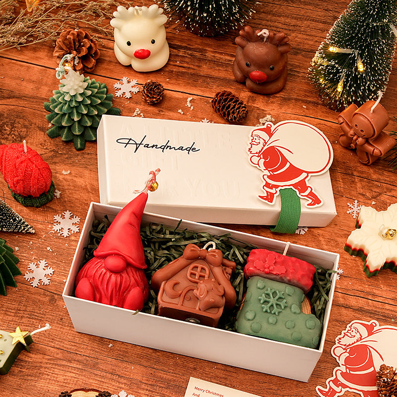 Christmas Handmade Fragrance Candles Hand in Hand Gift Christmas Tree Deer Shaped Aromatherapy Candle Gift Box