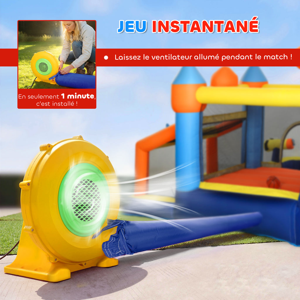 Château gonflable avec souffleur 8 en 1, parc aquatique, toboggan, trampoline, piscine à balles, multicolore-5