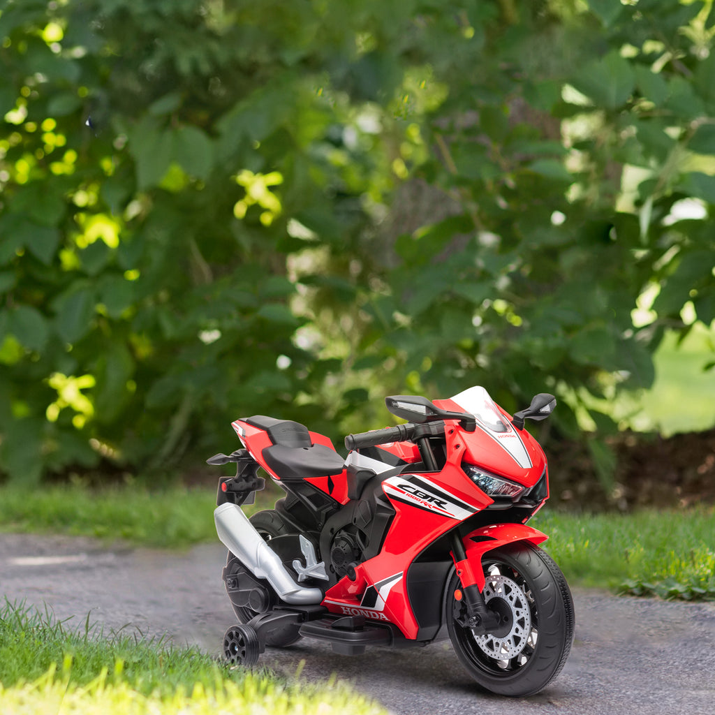 Moto Électrique Enfants sous Licence HONDA 6 V, 3 Km/h, Musique & Lumière, 2 Roues d'Entraînement, Rouge-1