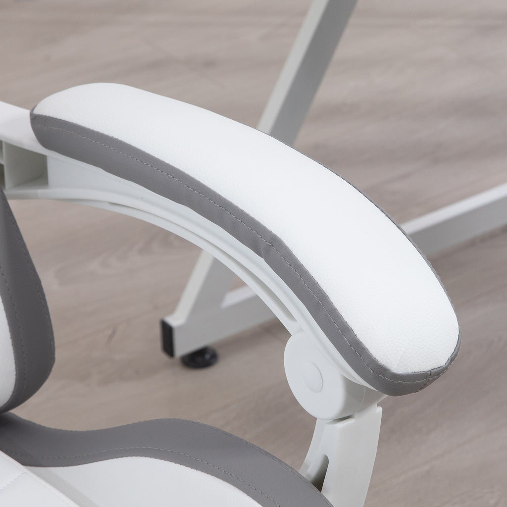 Chaise gaming fauteuil gaming ergonomique avec dossier inclinable à 135° et soutien lombaire, 65 x 65 x 121-129 cm blanc-8