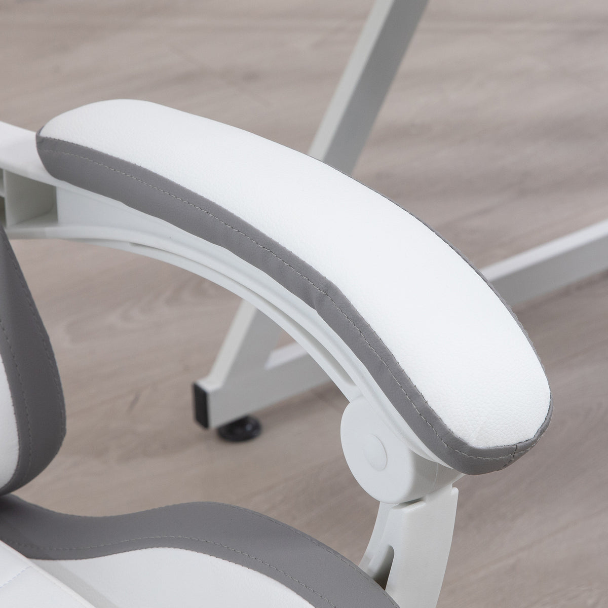 Chaise gaming fauteuil gaming ergonomique avec dossier inclinable à 135° et soutien lombaire, 65 x 65 x 121-129 cm blanc-8