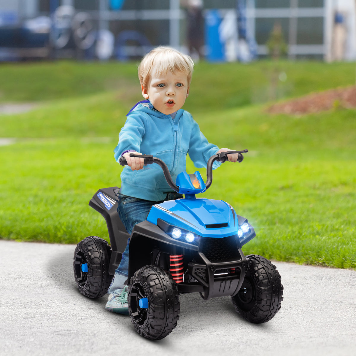 Quad électrique enfant 12 V voiture électrique 2 moteurs marche avant et arrière 37-60 mois 85 x 55,5 x 62 cm bleu-1