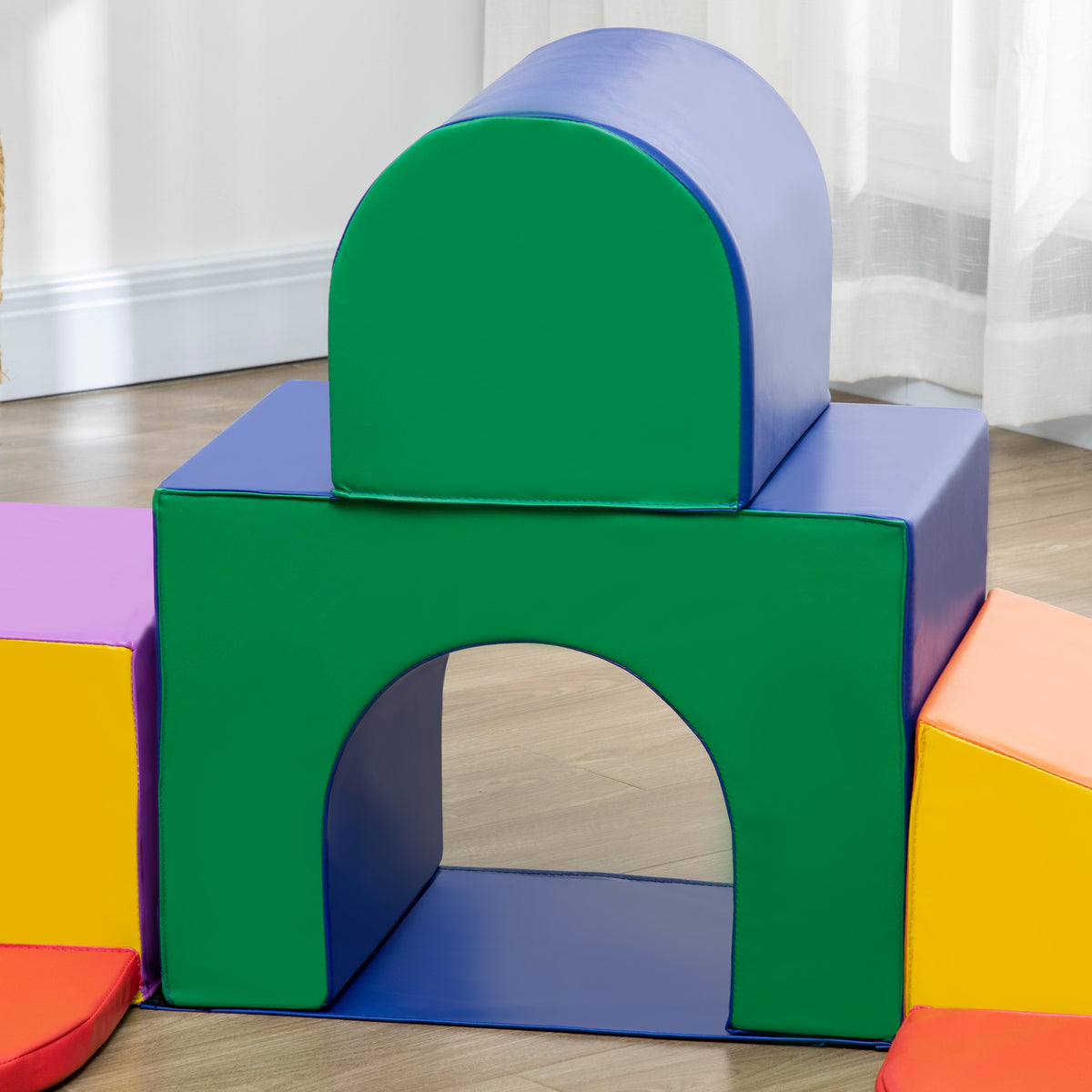 7PCS Parcours motricité bébé, jouet escalade, mousse blocs construction revêtement âge préscolaire, multicolore-8