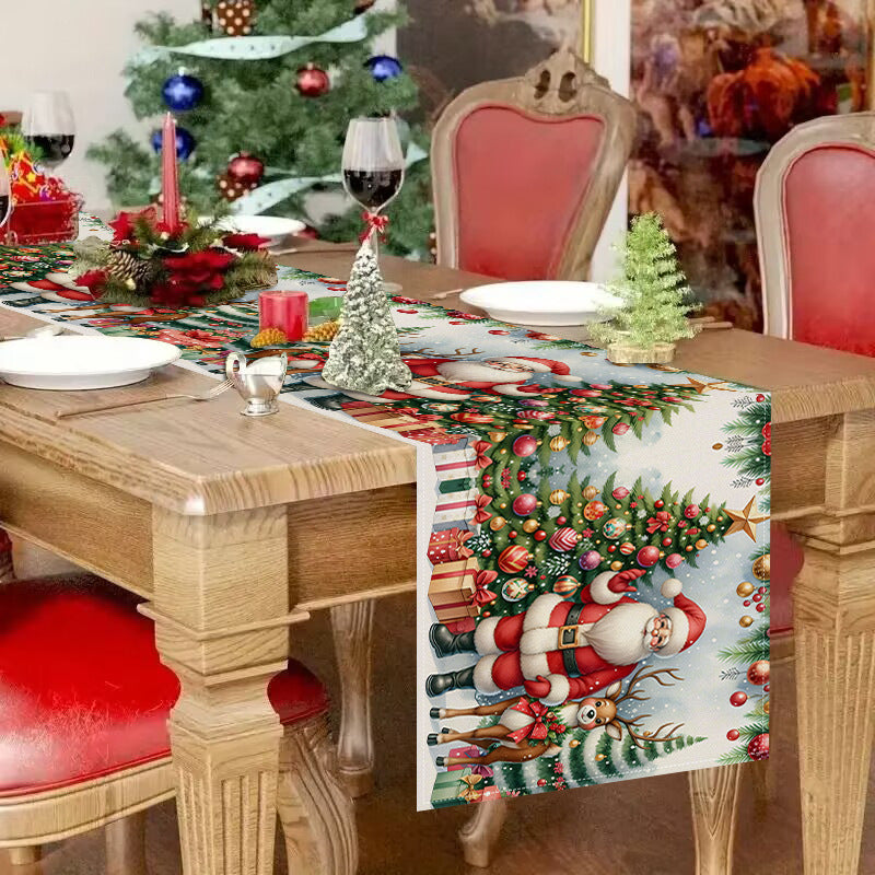Christmas decoration table flag home fabric tablecloth holiday party tablecloth tea flag Christmas tree print