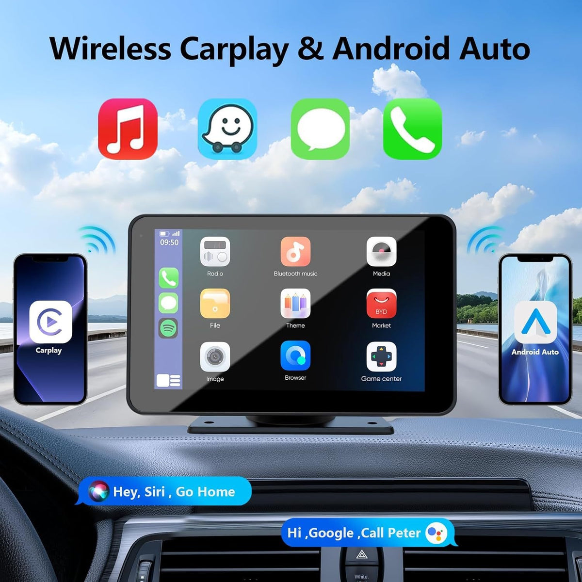 7-inch wireless Carplay portable car Bluetooth MP5 player multimedia Android projection navigation device