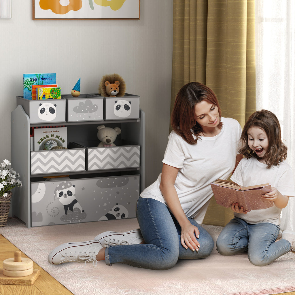 Meuble rangement enfant rangement jouet enfant 6 boîtes amovibles en tissu non tissé 63 x 30 x 66 cm gris-9