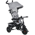 Tricycle Enfant évolutif Pare-Soleil Pliable Canne télescopique Amovible 95 x 50 x 106 cm Acier Gris Noir-0