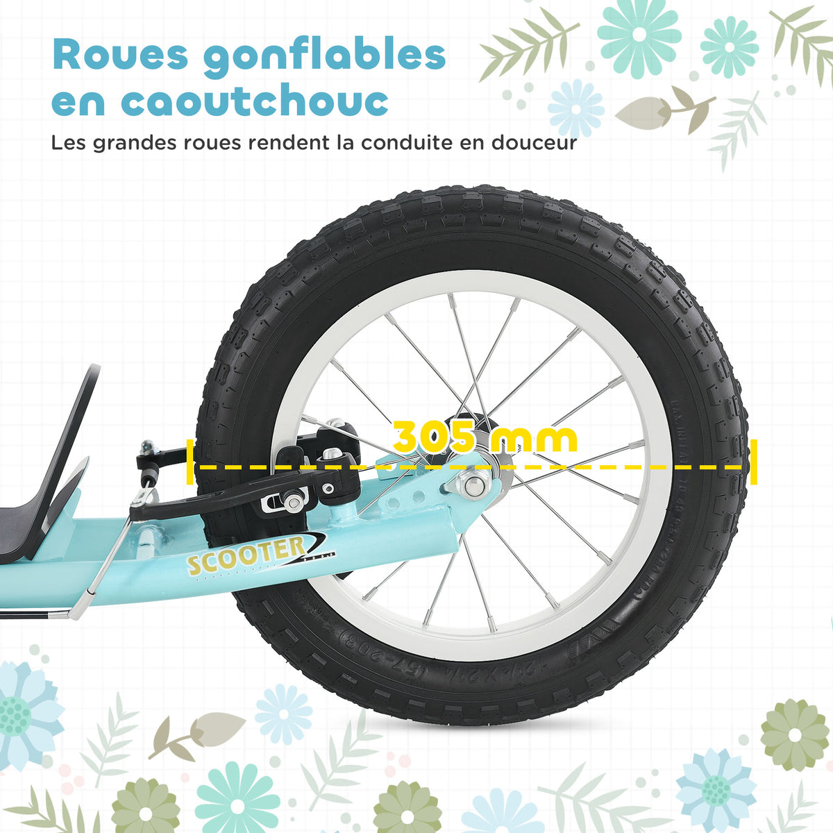 Trottinette pour enfants 5 à 12 ans 2 roues, patinette enfant avec hauteur réglable 120 x 58 x 85-95 cm bleu-4