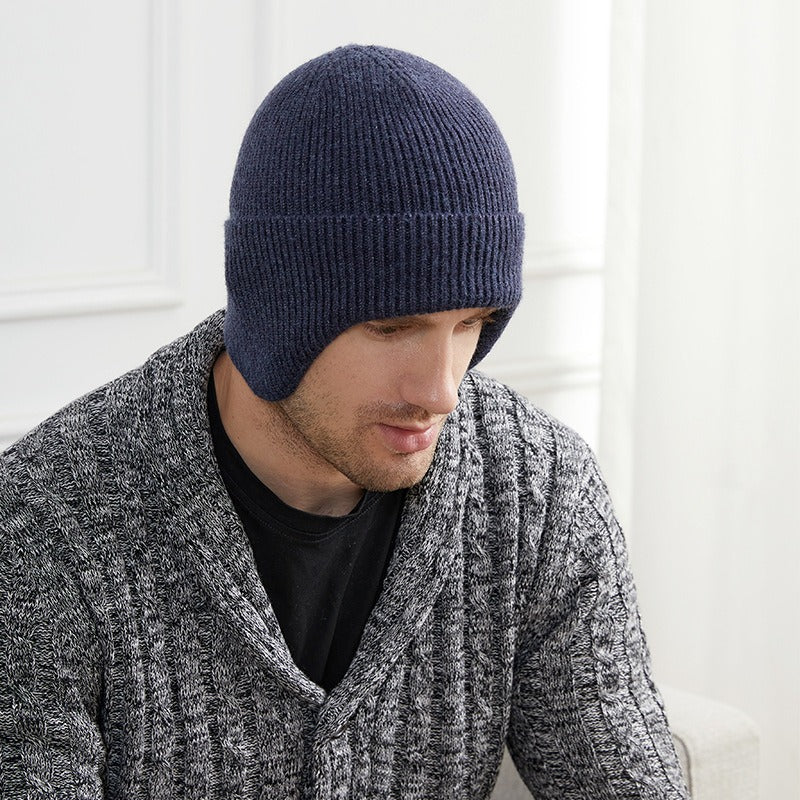 Knitted Hats In Autumn And Winter Men's And Women's Solid Color Warm Earmuffs Outdoor Cycling Wool Hats Ski Pullover Cold Hats