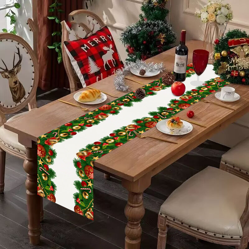 Christmas Bell Table Flag Christmas Day Cabinet Decoration Tablecloth Mat Tea Flag Home Printed Tablecloth