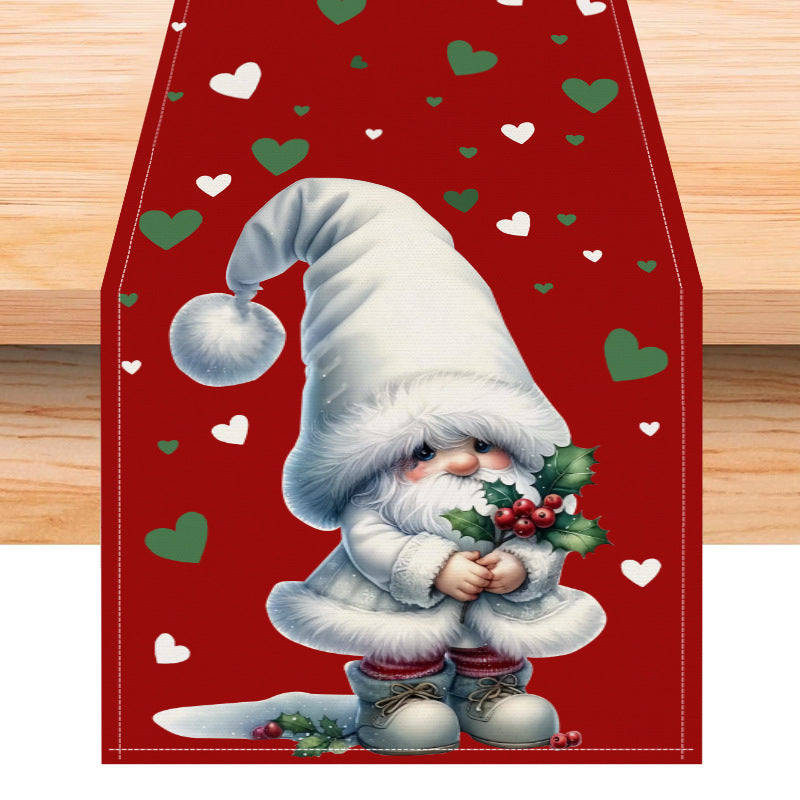 Christmas Dwarf Table Flag Holiday Table Decoration Tablecloth Linen Love Printed Tablecloth