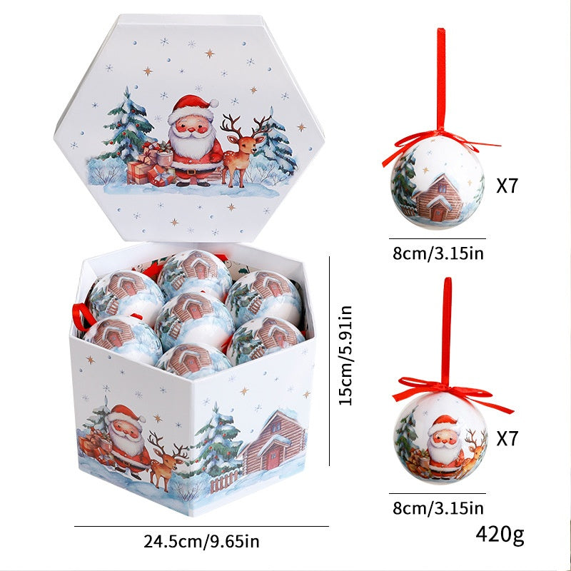 Christmas Gift Box Christmas Tree Decoration Hanging Ornaments Painted Foam Stickers Talking Christmas Ball Set