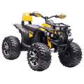 Quad Buggy électrique Enfant 12 V 8 Km/h Max. Voiture électrique Enfant avec Effets Lumineux sonores Selle avec Dossier Porte-Bagage Avant métal PP Jaune Noir-0