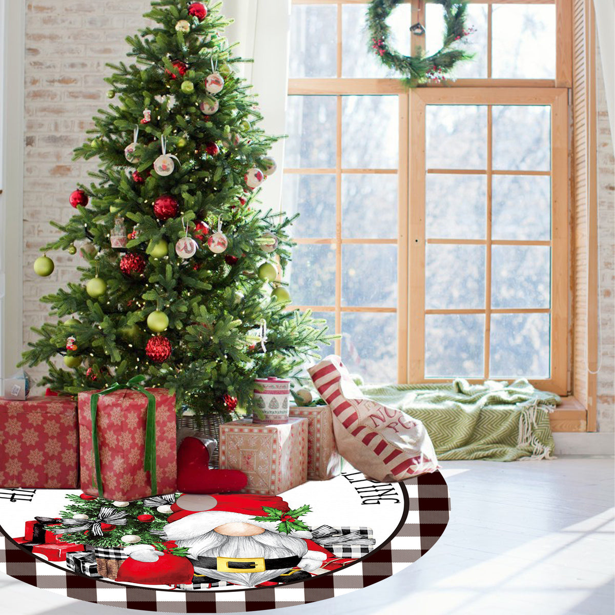 120CM Christmas tree skirt forest tree bottom dress up Christmas tree ornaments cartoon tree around