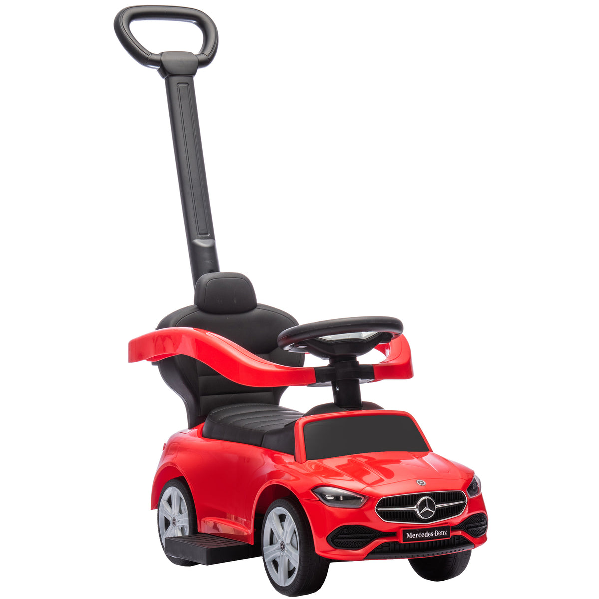 Porteur enfants Mercedes-Benz sous licence, porteur voiture à pousser avec poignée amovible, 91 x 40 x 83 cm, rouge-0