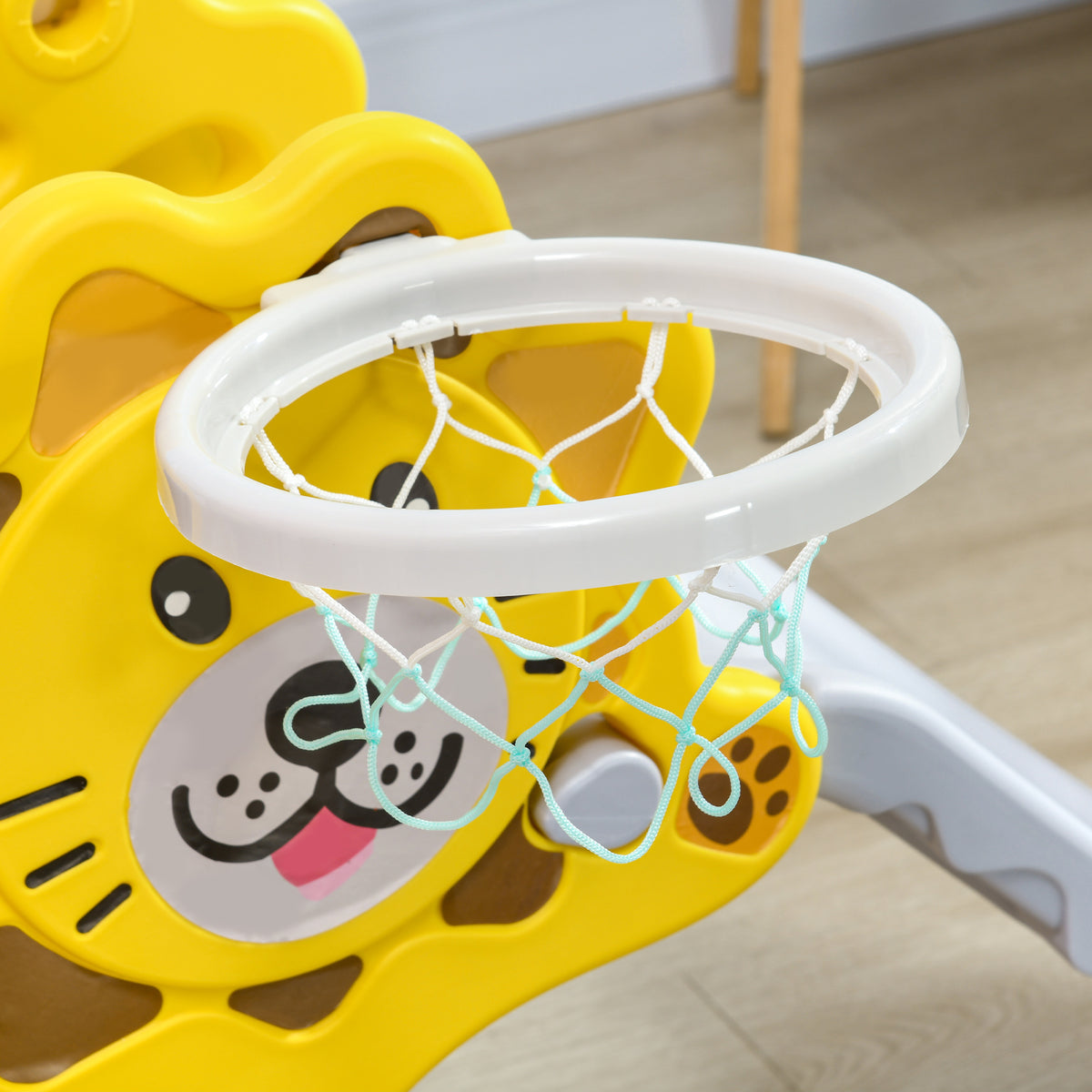 Toboggan pour enfants intérieur extérieur avec panier de basket pour les enfants de 18 à 36 mois, jaune, gris-7