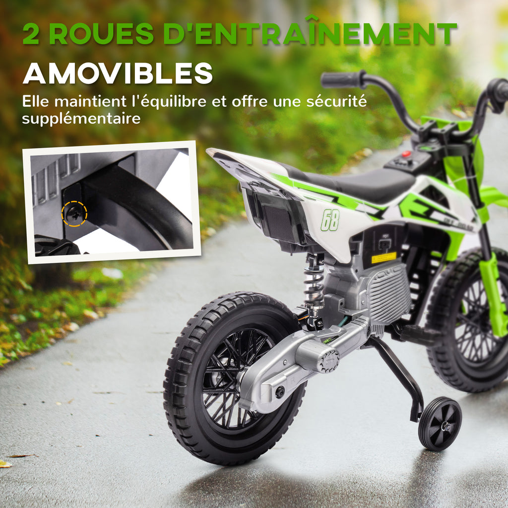 Moto électrique pour enfant moto cross pour enfants de 3 à 6 ans 2 moteurs 12V vitesse max. 5 km/h vert-4