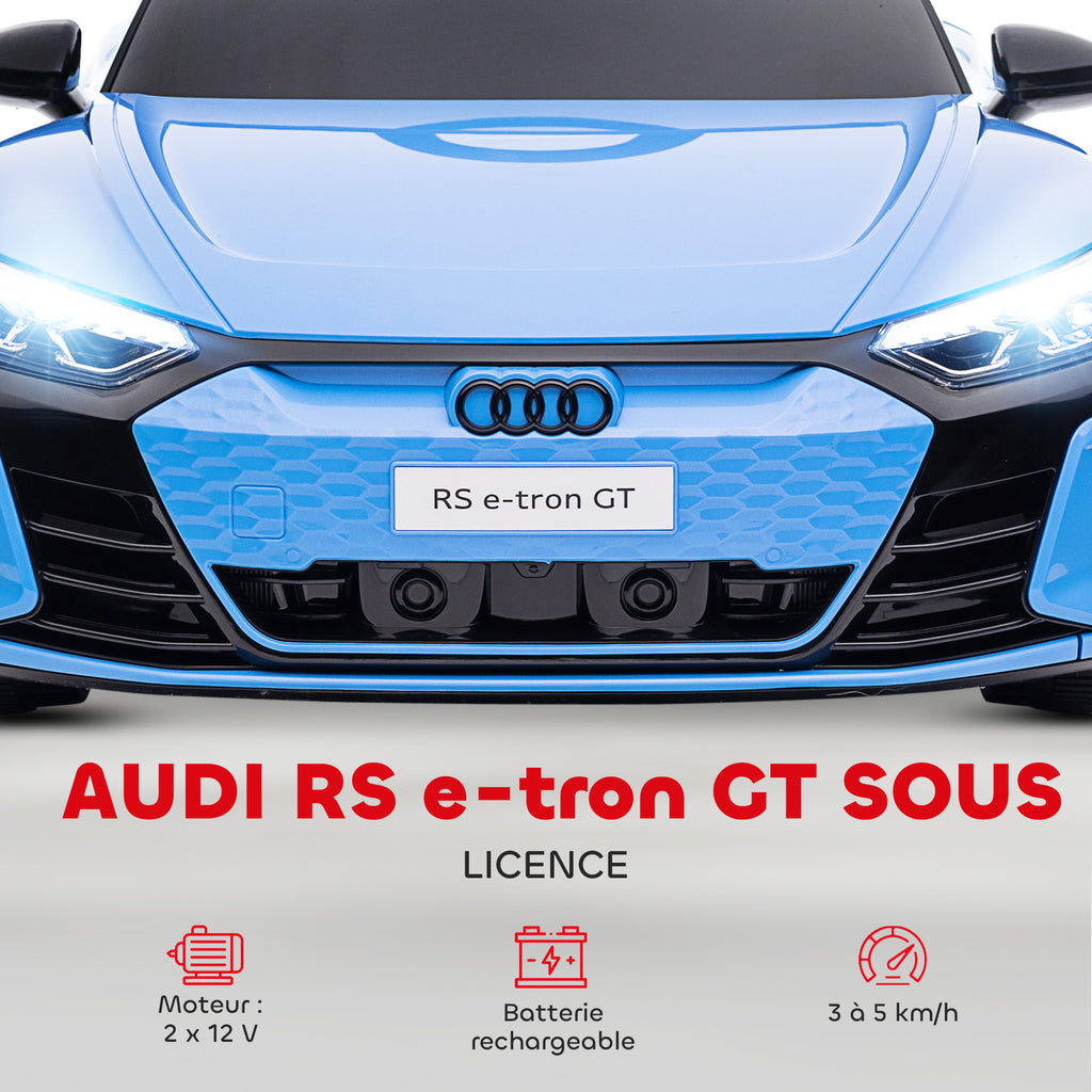 Voiture électrique enfant 12 V - véhicule électrique avec télécommande parentale fournie - V. Max. 5 Km/h - effets sonores, lumineux - Audi RS E-tron GT bleu-3