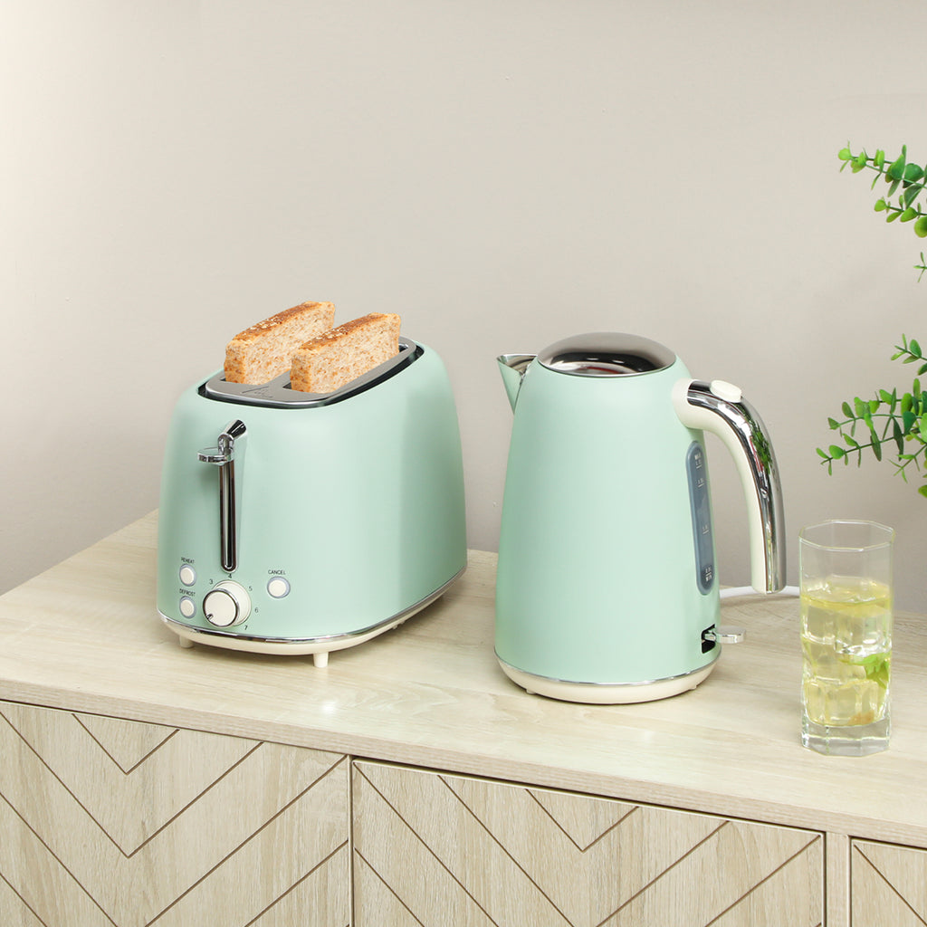 Ensemble bouilloire et grille-pain, bouilloire en acier inoxydable 1,7 L et 2200 W et grille-pain à 2 tranches, vert-9