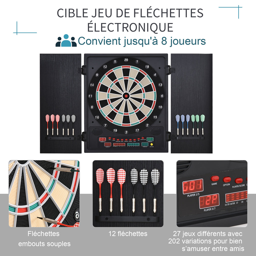 Cible de Fléchettes Électronique Refermable 27 Jeux 202 Variations jusqu'à 8 Joueurs Affichage LED-4
