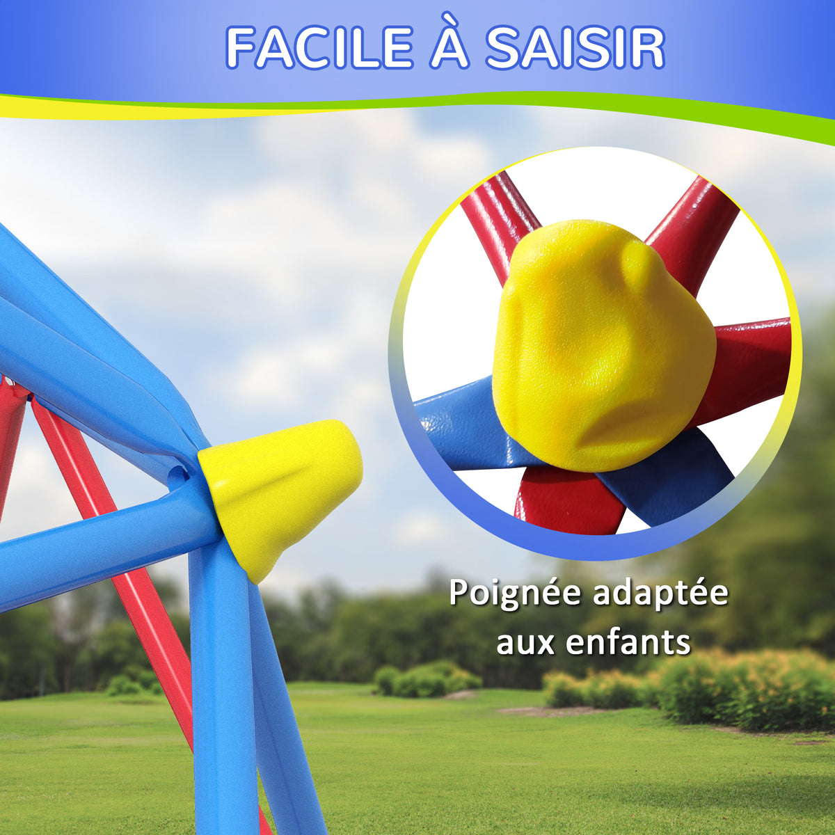 Dôme d'escalade enfant cage d'escalade structure en métal charge max. 180 kg assemblage facile 183 cm multicolore-5