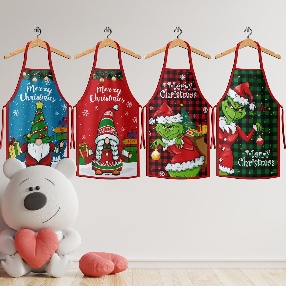Christmas Apron Grinch Santa Style Home Kitchen Apron Christmas Supplies